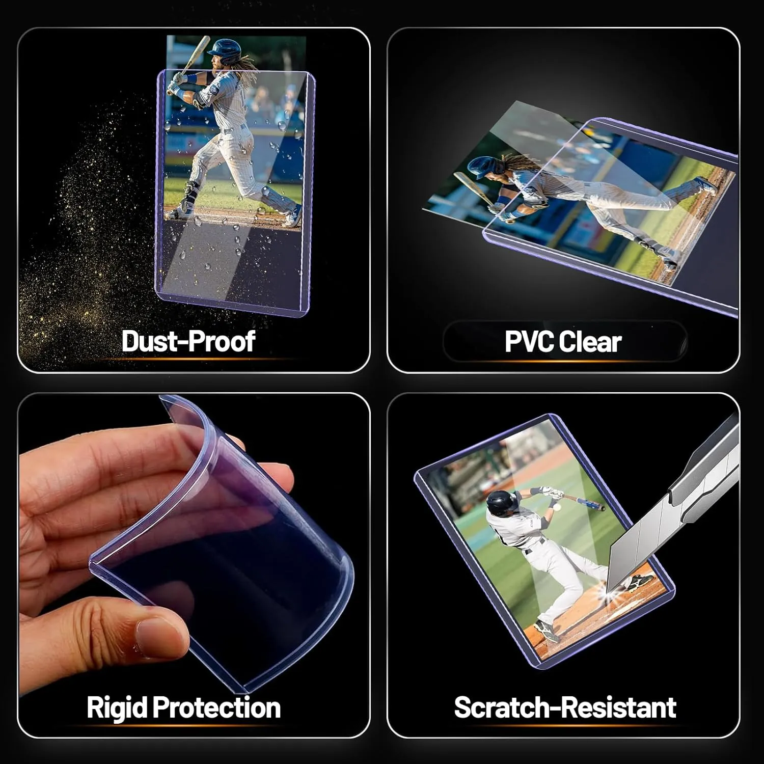 200 Top Loads for Trading Cards  Hard Plastic Holders & Penny Sleeves, 3" x 4" Acid-Free Protectors for Sports and Collectible Cards  Durable, Clear Storage & Display Sleeves