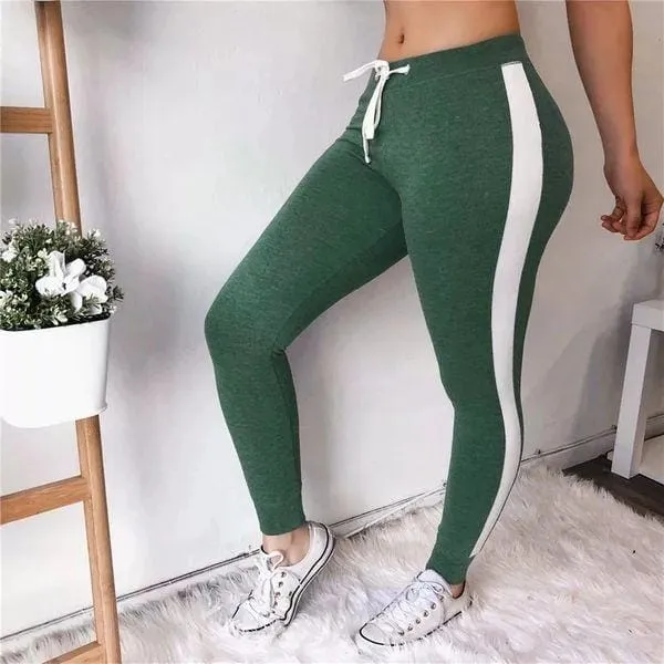2pcs Women's Gym Striped Sweat Pants
