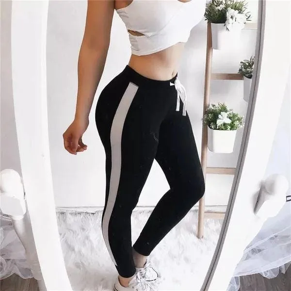 2pcs Women's Gym Striped Sweat Pants