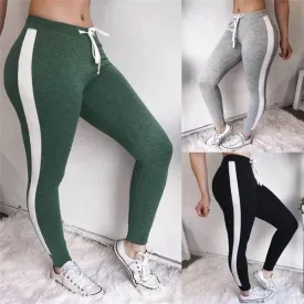 2pcs Women's Gym Striped Sweat Pants