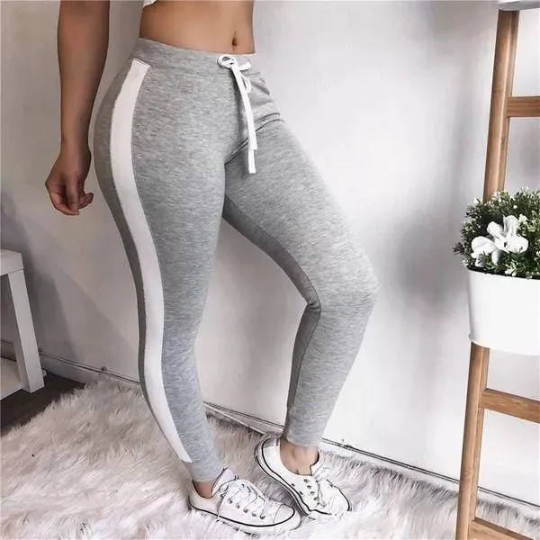 2pcs Women's Gym Striped Sweat Pants