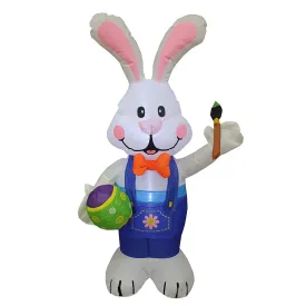 4' Air Inflatable Easter Bunny with a Paintbrush and an Egg