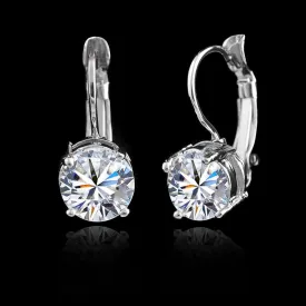 .925 Sterling Silver Crystal Cubic Zirconia Silver Clip Dangle Earrings