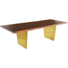 Aiden Dining Table, Seared Oak/Brushed Gold Base