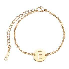 Alphabet Bracelet Gold Plated - Letter E