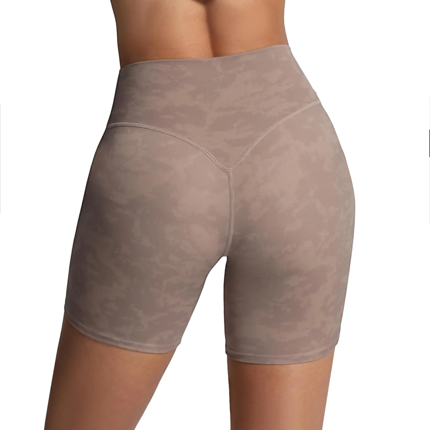 Aoxjox Metamorph Workout Biker Shorts for Women Tummy Control High Waisted Athletic Gym Running Deep V Yoga Short 6"