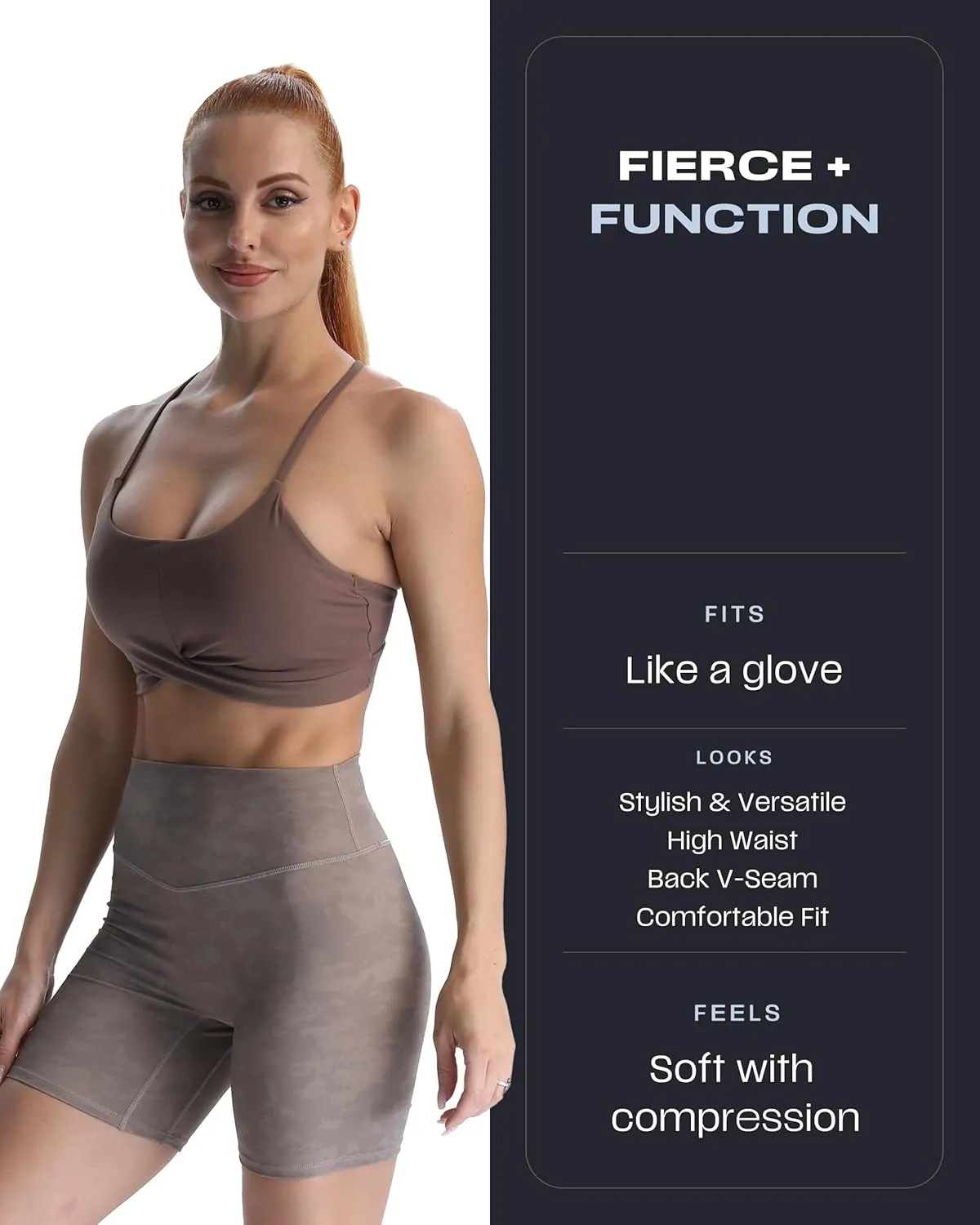 Aoxjox Metamorph Workout Biker Shorts for Women Tummy Control High Waisted Athletic Gym Running Deep V Yoga Short 6"