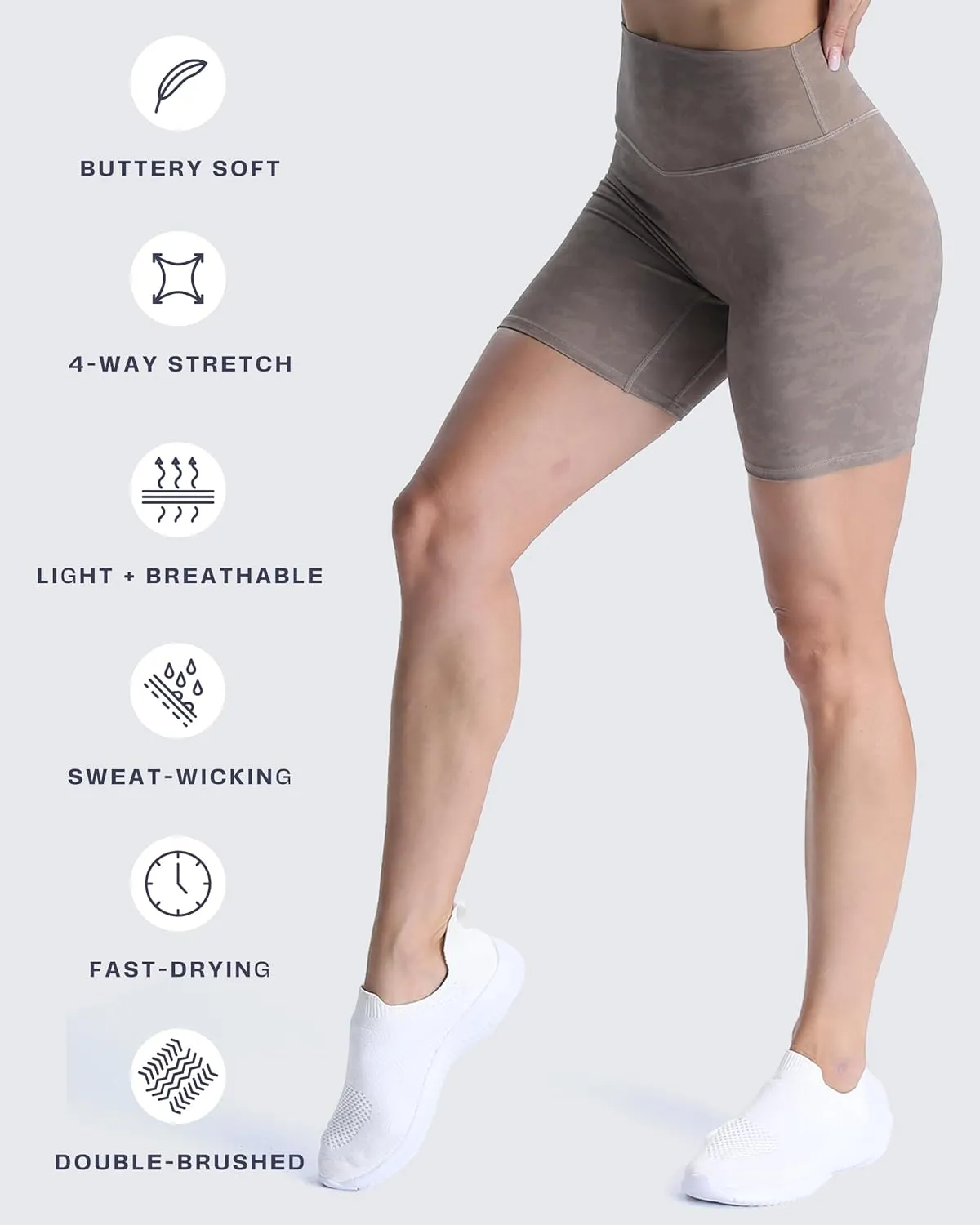 Aoxjox Metamorph Workout Biker Shorts for Women Tummy Control High Waisted Athletic Gym Running Deep V Yoga Short 6"