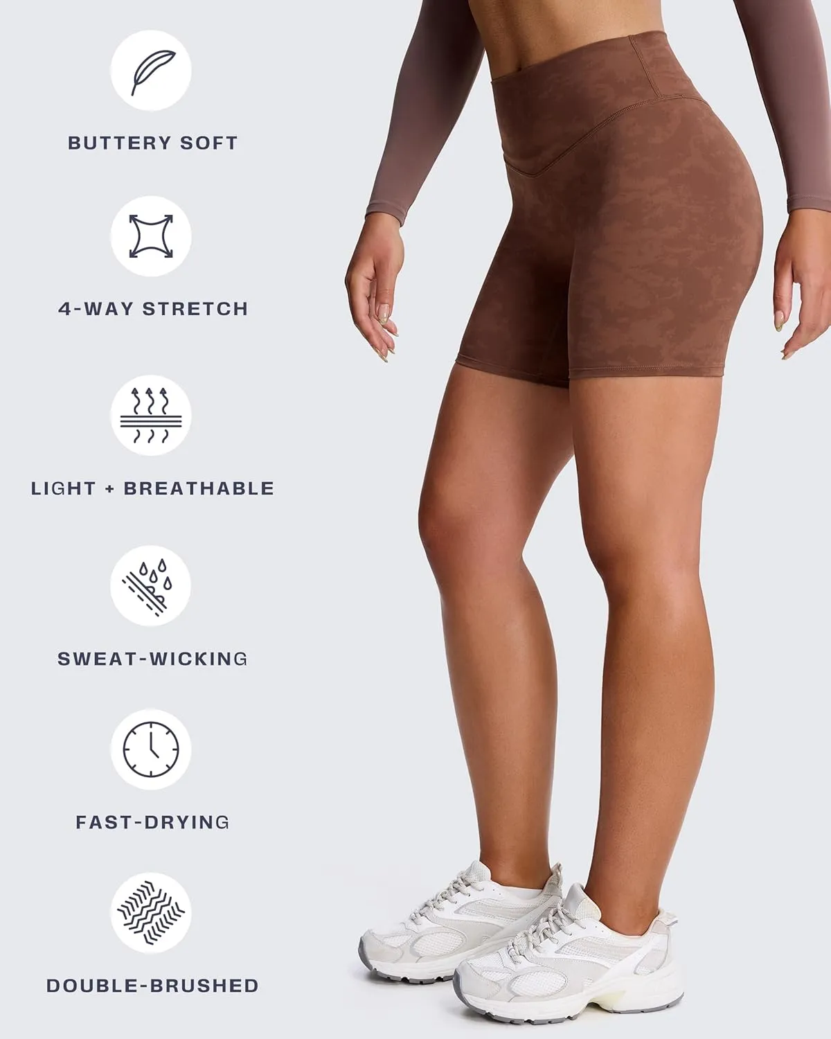 Aoxjox Metamorph Workout Biker Shorts for Women Tummy Control High Waisted Athletic Gym Running Deep V Yoga Short 6"