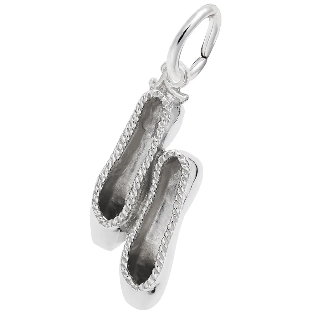 Ballet Slippers Charm In 14K White Gold