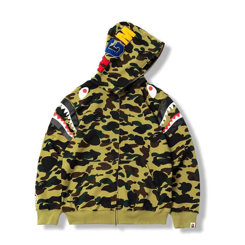 Bape Military Hoodie Autumn Men Camouflage Hoodie Coat