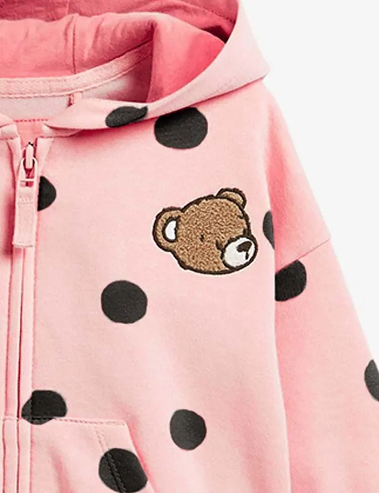 Bear Embroidery Zipper Hoodie