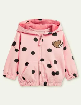 Bear Embroidery Zipper Hoodie