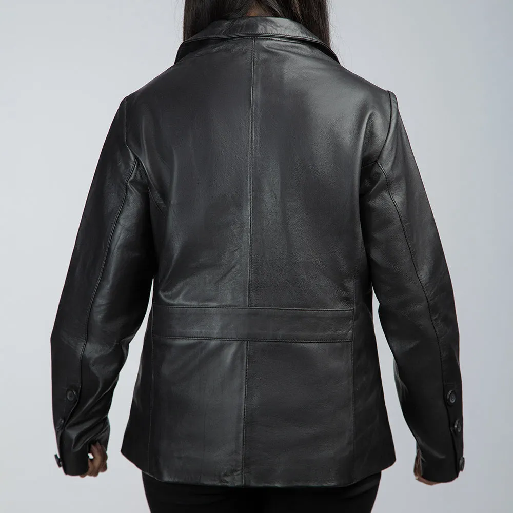 Black Leather Blazer Women