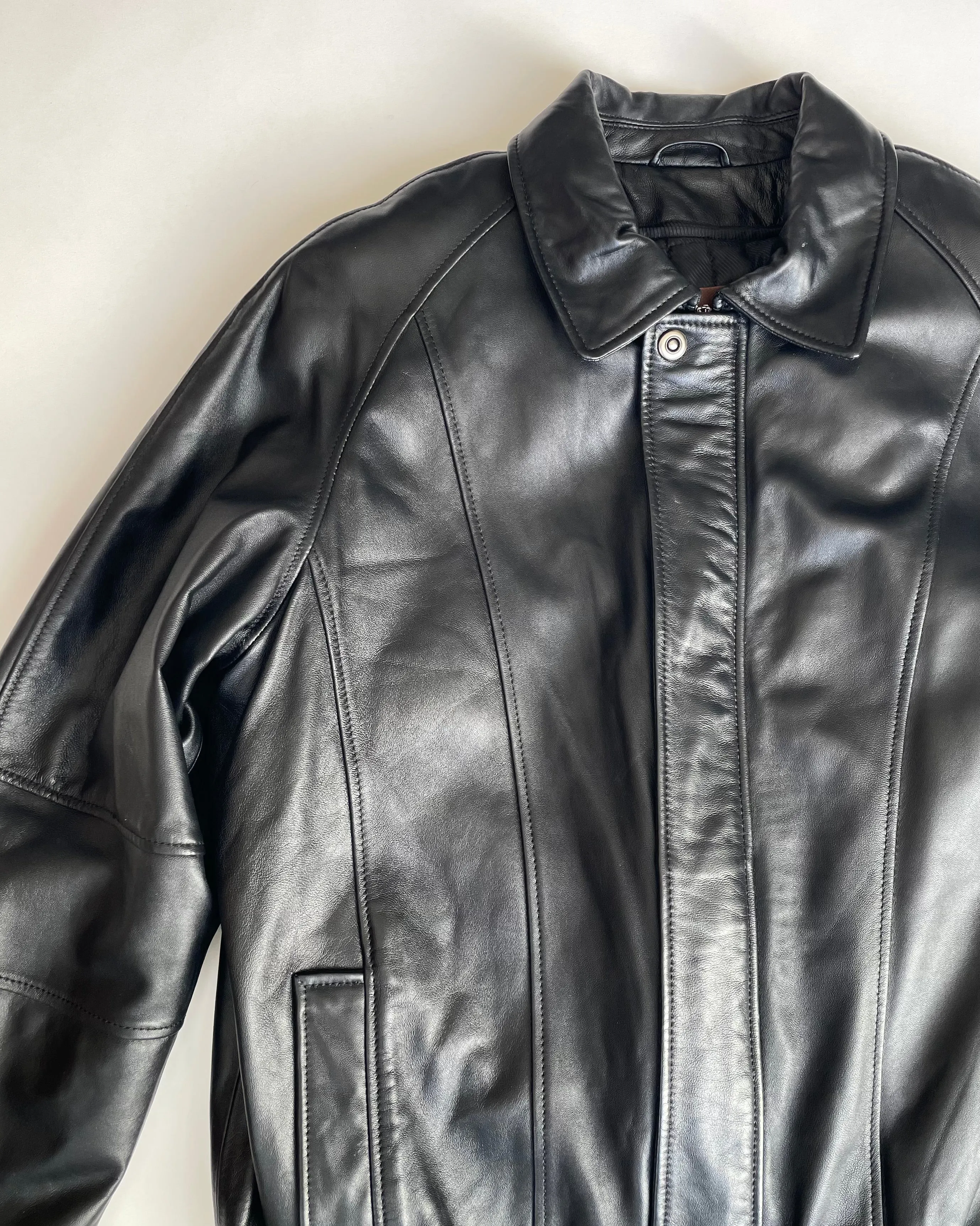 Black Leather Bomber Jacket