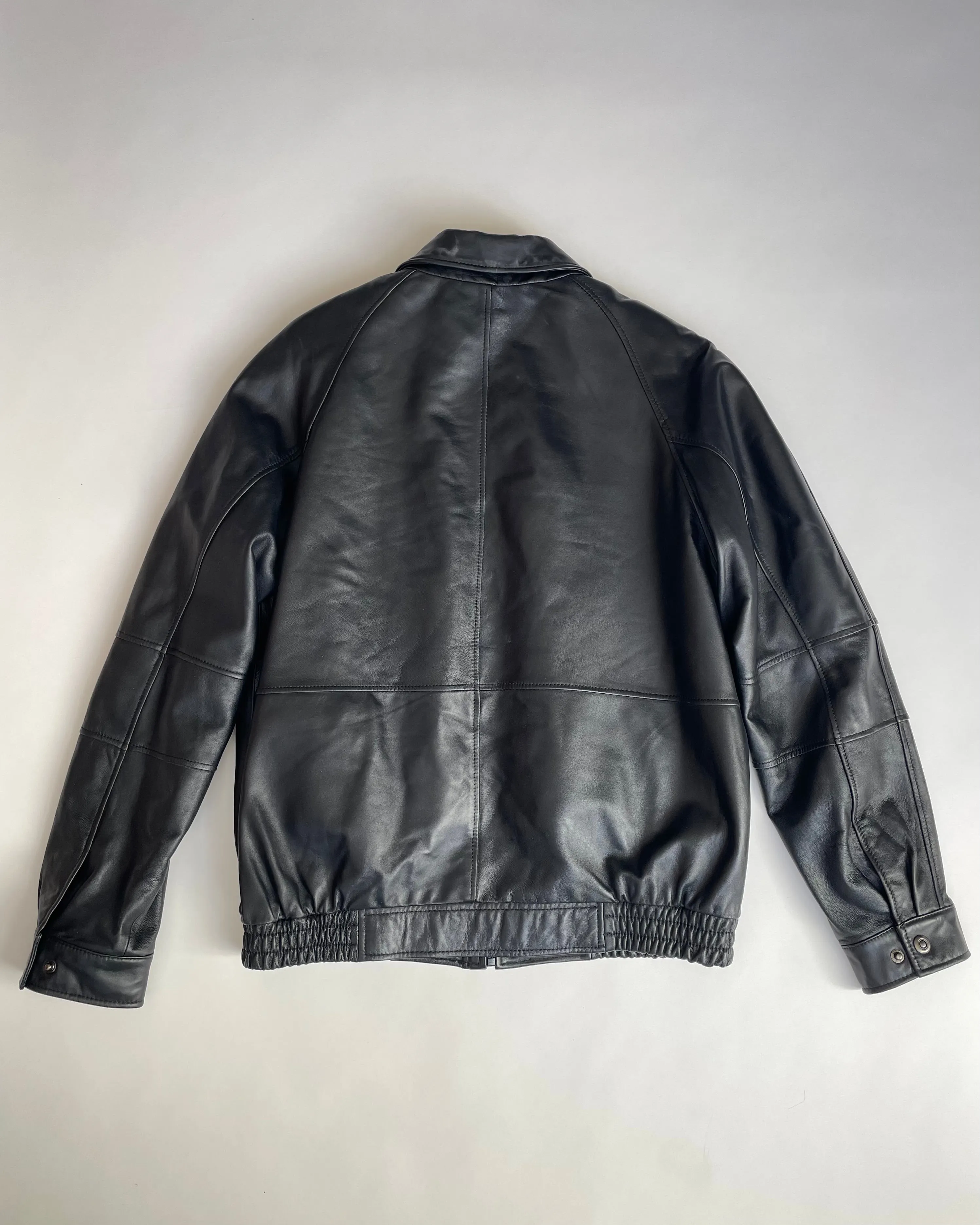Black Leather Bomber Jacket