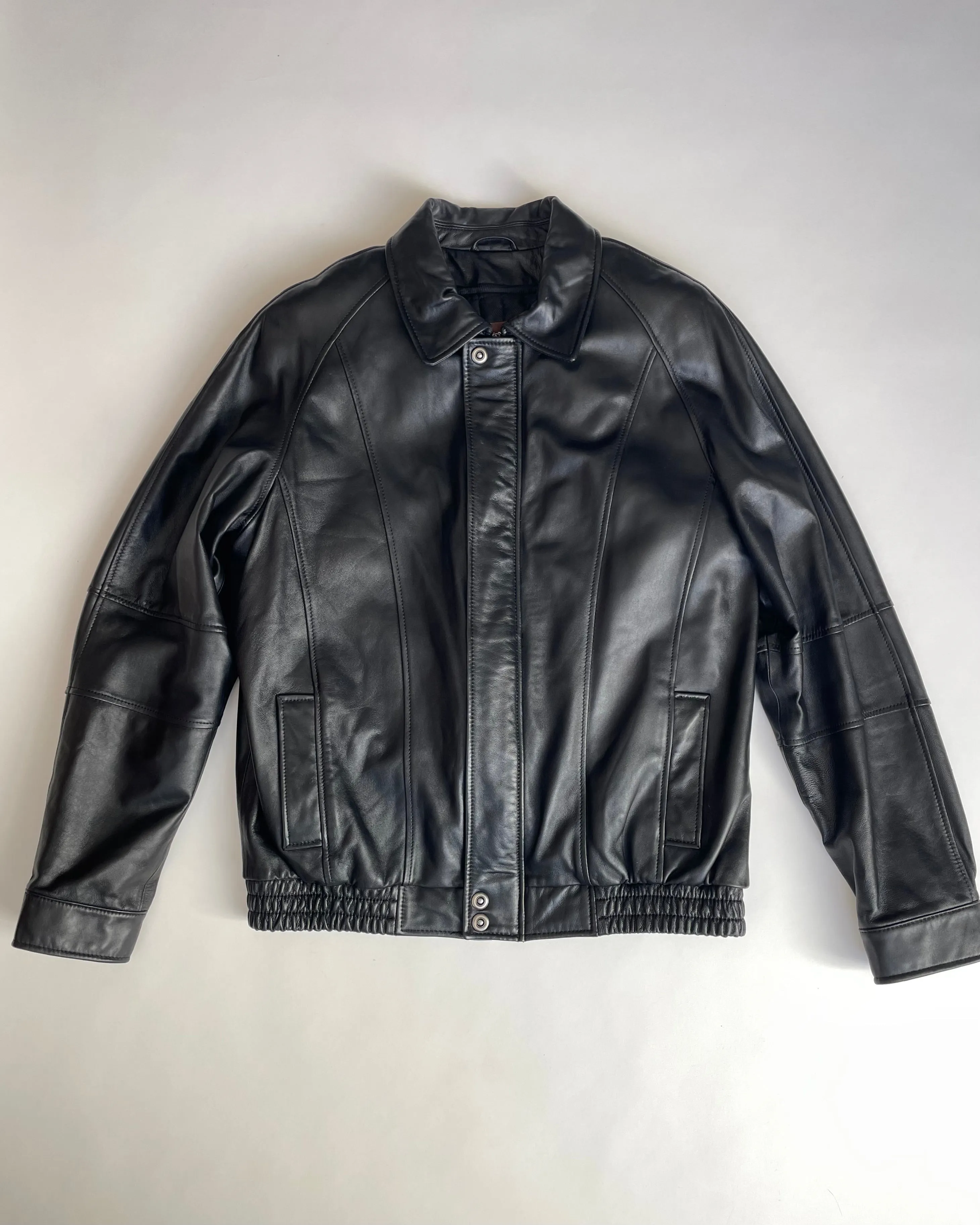 Black Leather Bomber Jacket