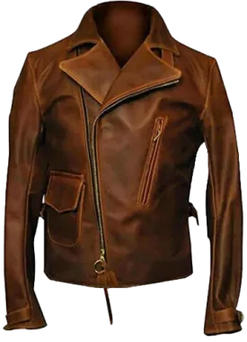 Captain America The First Avengers Distressed Brown Biker Real Leather Jacket