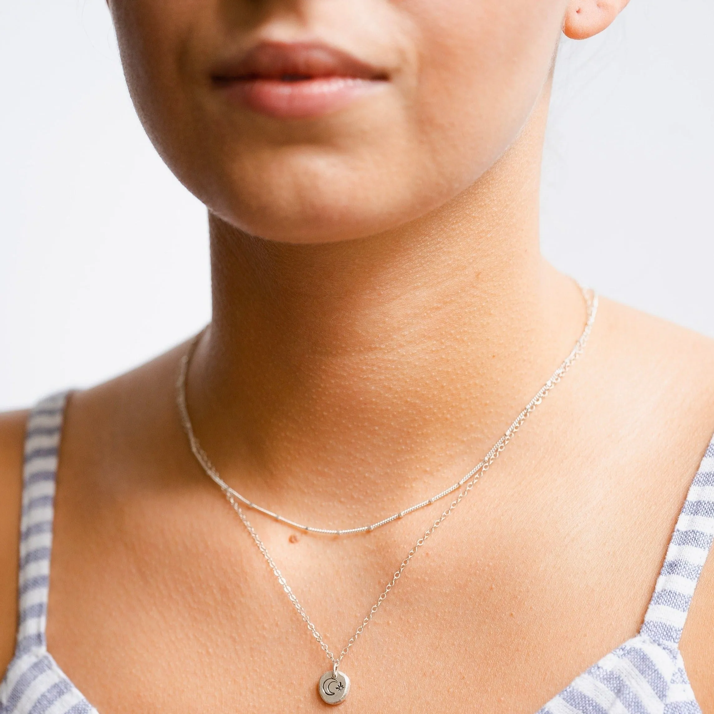 Celestial Stamped Sterling Silver Necklace with Moon and Star