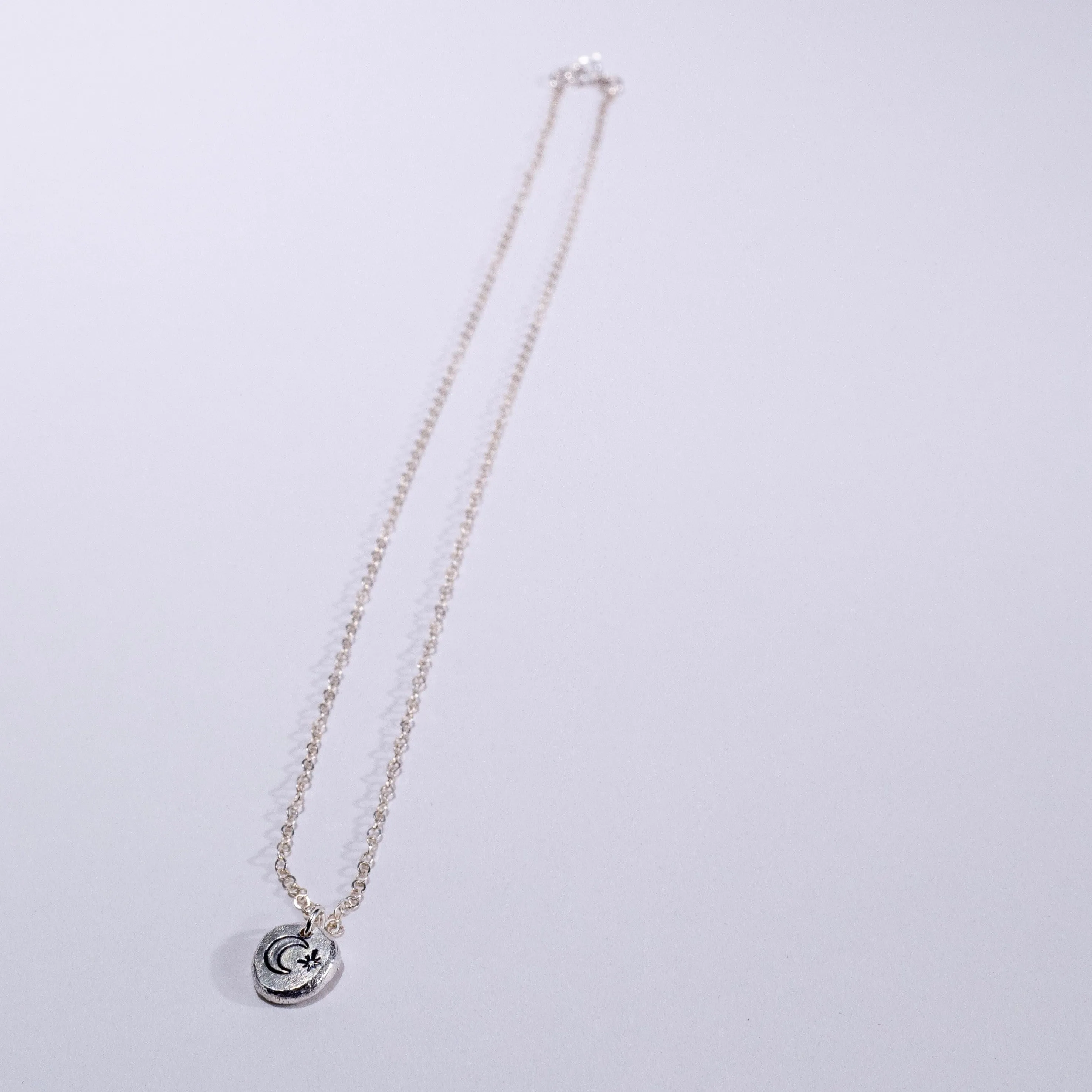 Celestial Stamped Sterling Silver Necklace with Moon and Star