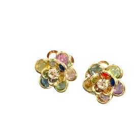 Colorful Crystal Flower Petal Earrings