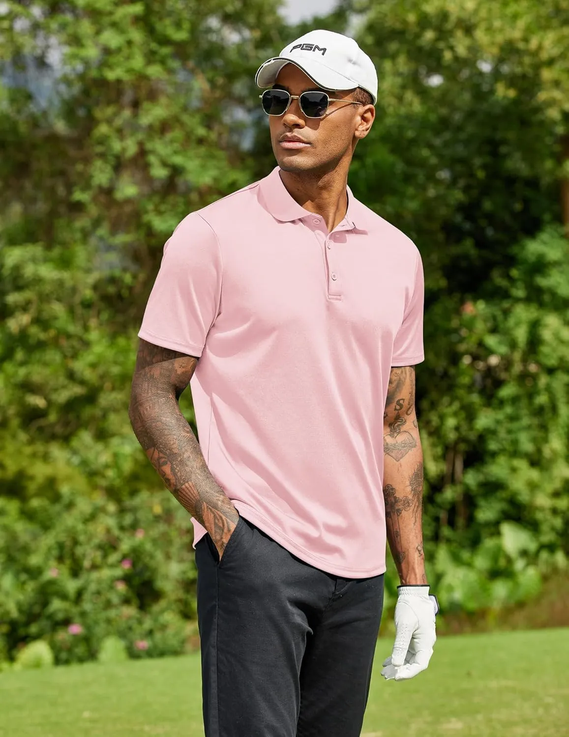COOFANDY Men Polo Shirts Short Sleeve Quick Drying Athletic Collared Golf Shirts Moisture Wicking Tees