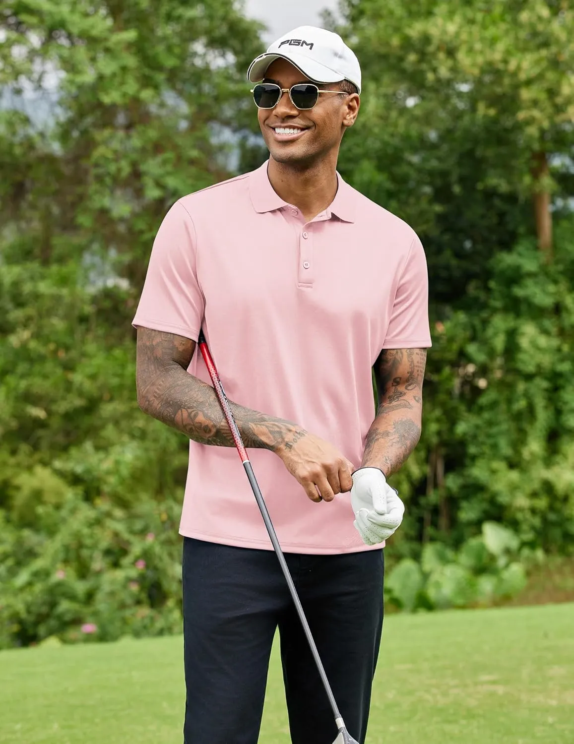 COOFANDY Men Polo Shirts Short Sleeve Quick Drying Athletic Collared Golf Shirts Moisture Wicking Tees