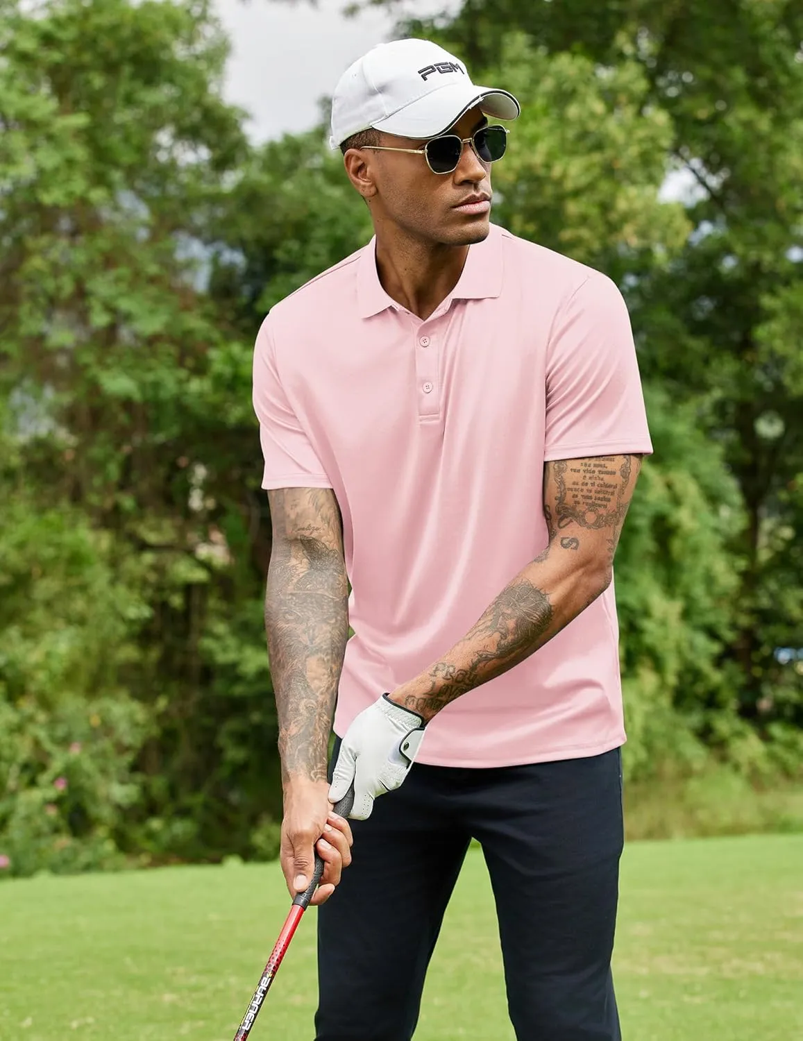 COOFANDY Men Polo Shirts Short Sleeve Quick Drying Athletic Collared Golf Shirts Moisture Wicking Tees