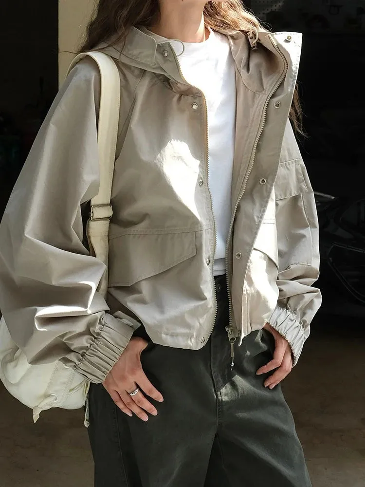 Couture Oversized Crop Windbreaker Jacket
