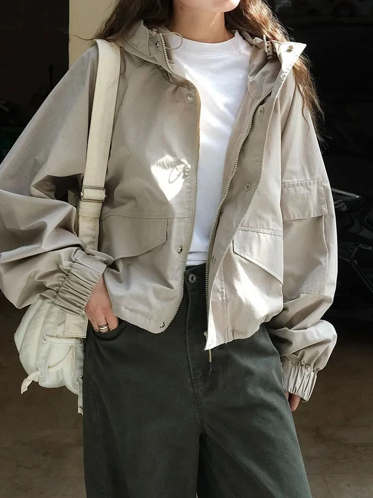 Couture Oversized Crop Windbreaker Jacket