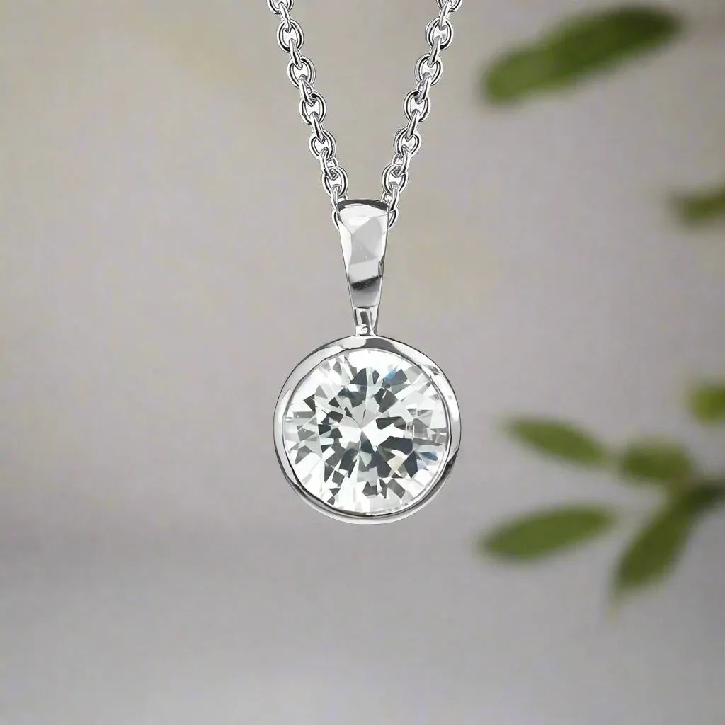 Cubic Zirconia Bezel Necklace