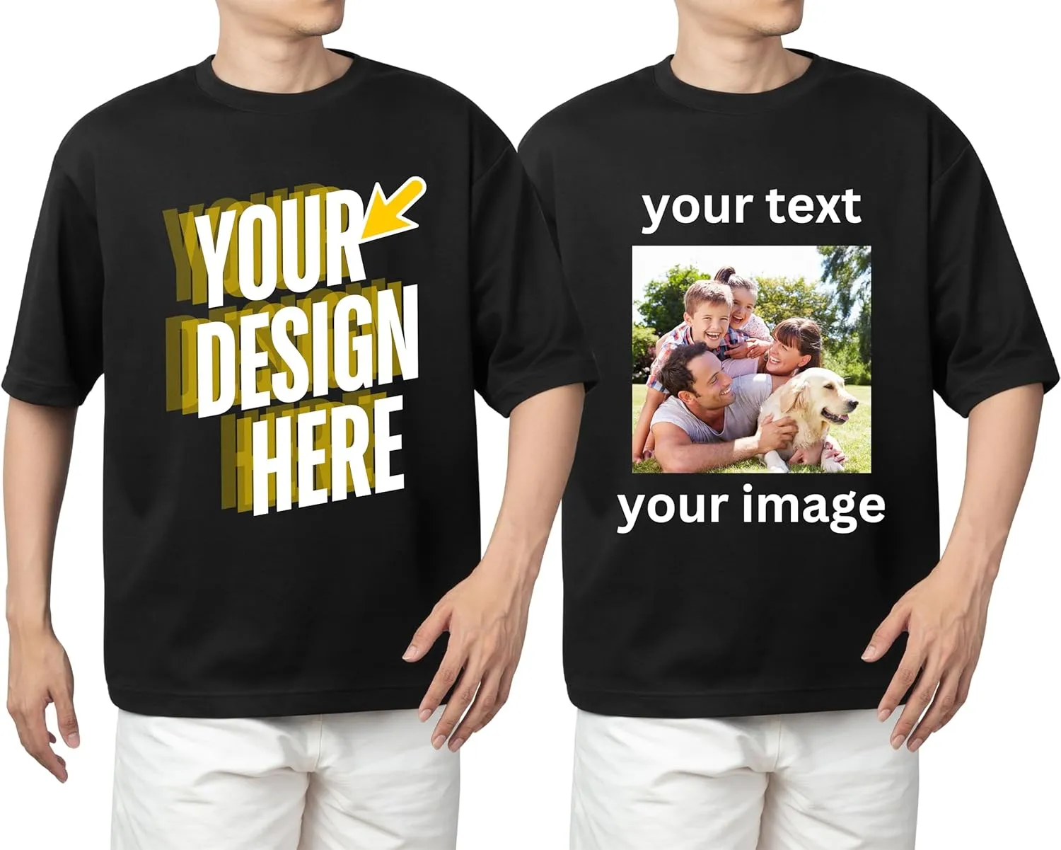 Custom T-Shirt for Men & Women - Personalized Tshirts with Photo and Text - Front and Back Printed Unisex Shirt