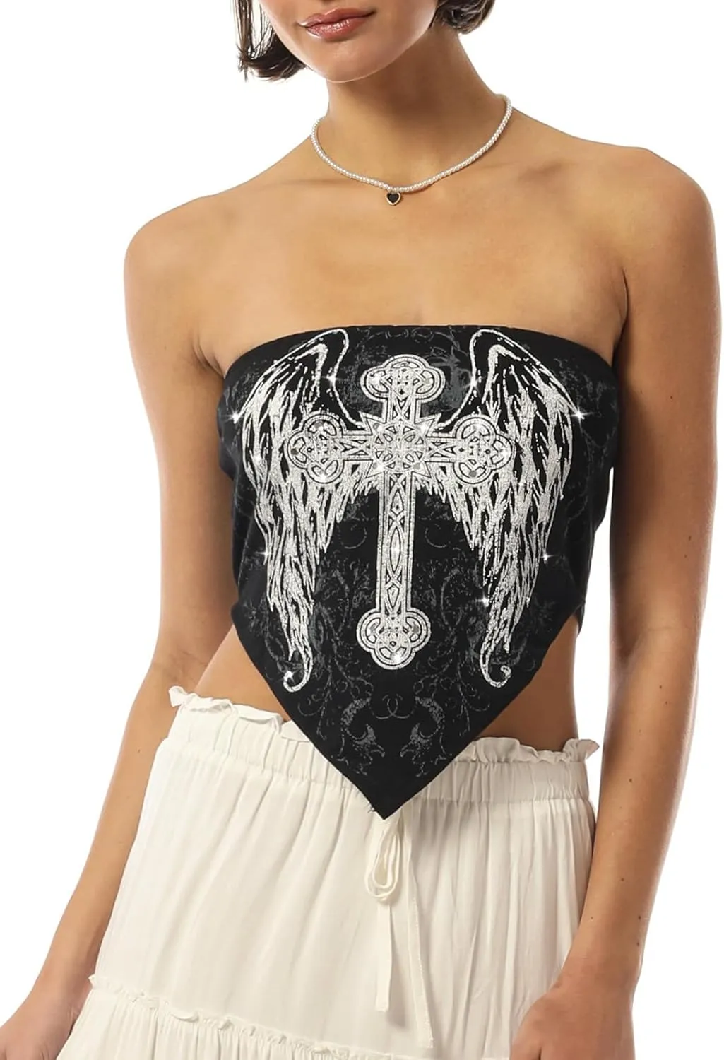 Design by Olivia Women's Sexy Paisley Print/Solid Bandana Tube Crop Top Shirt- Made in USA