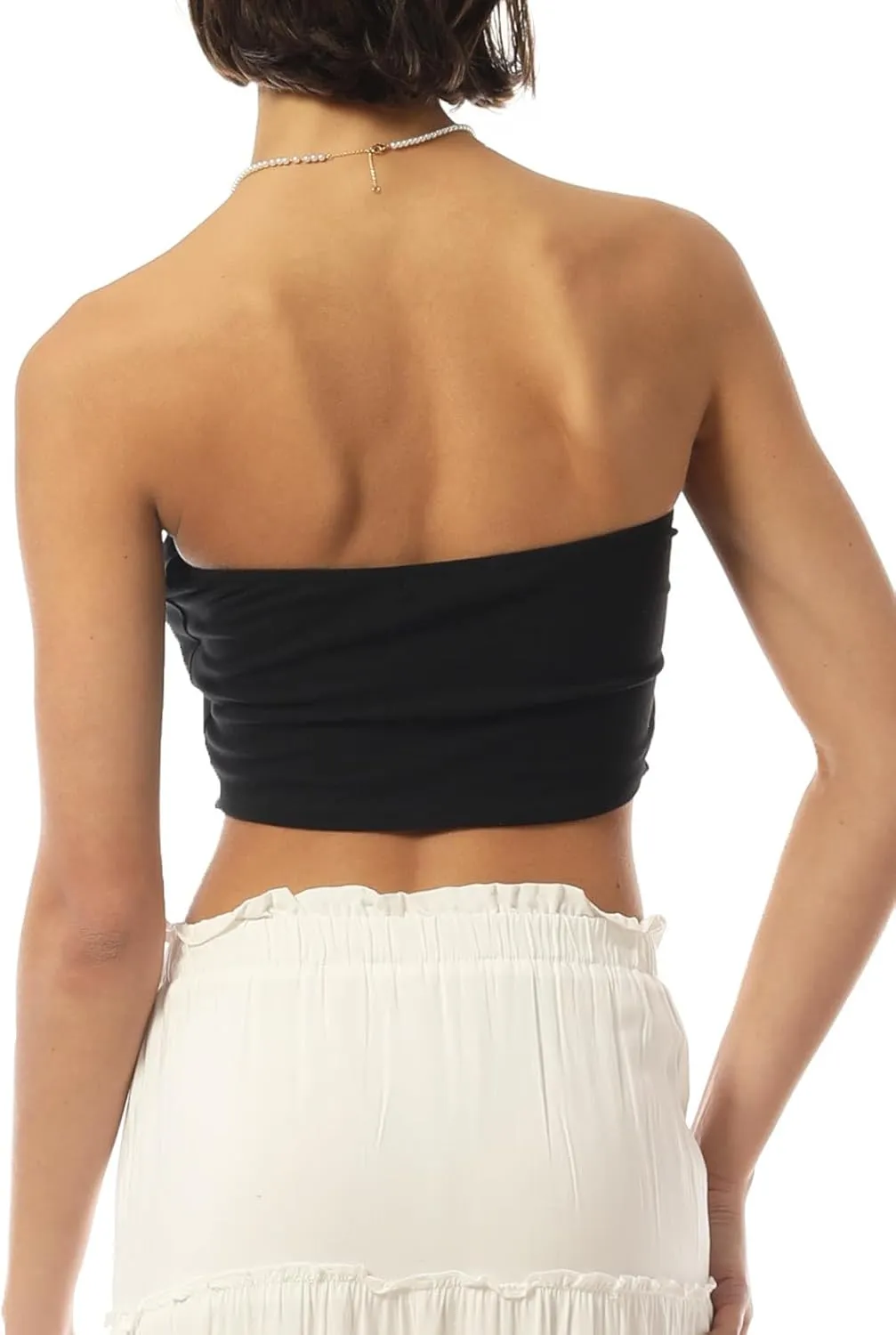 Design by Olivia Women's Sexy Paisley Print/Solid Bandana Tube Crop Top Shirt- Made in USA