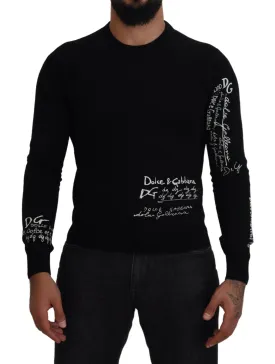 Dolce & Gabbana Black Cashmere Crew Neck Pullover Sweater