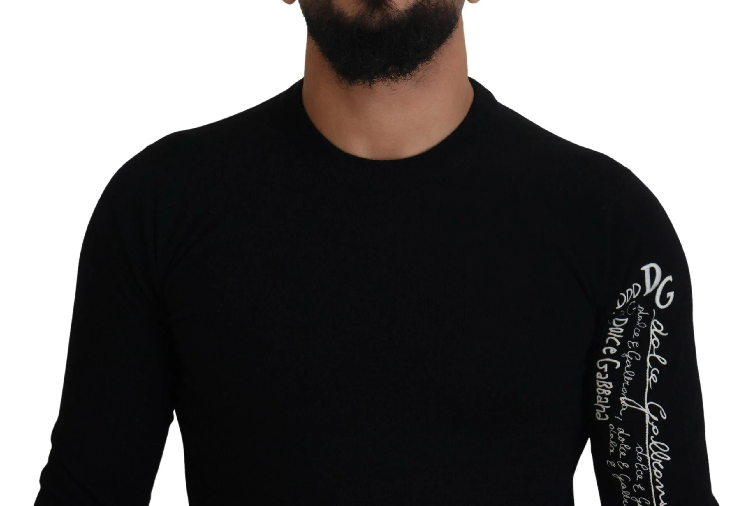 Dolce & Gabbana Black Cashmere Crew Neck Pullover Sweater