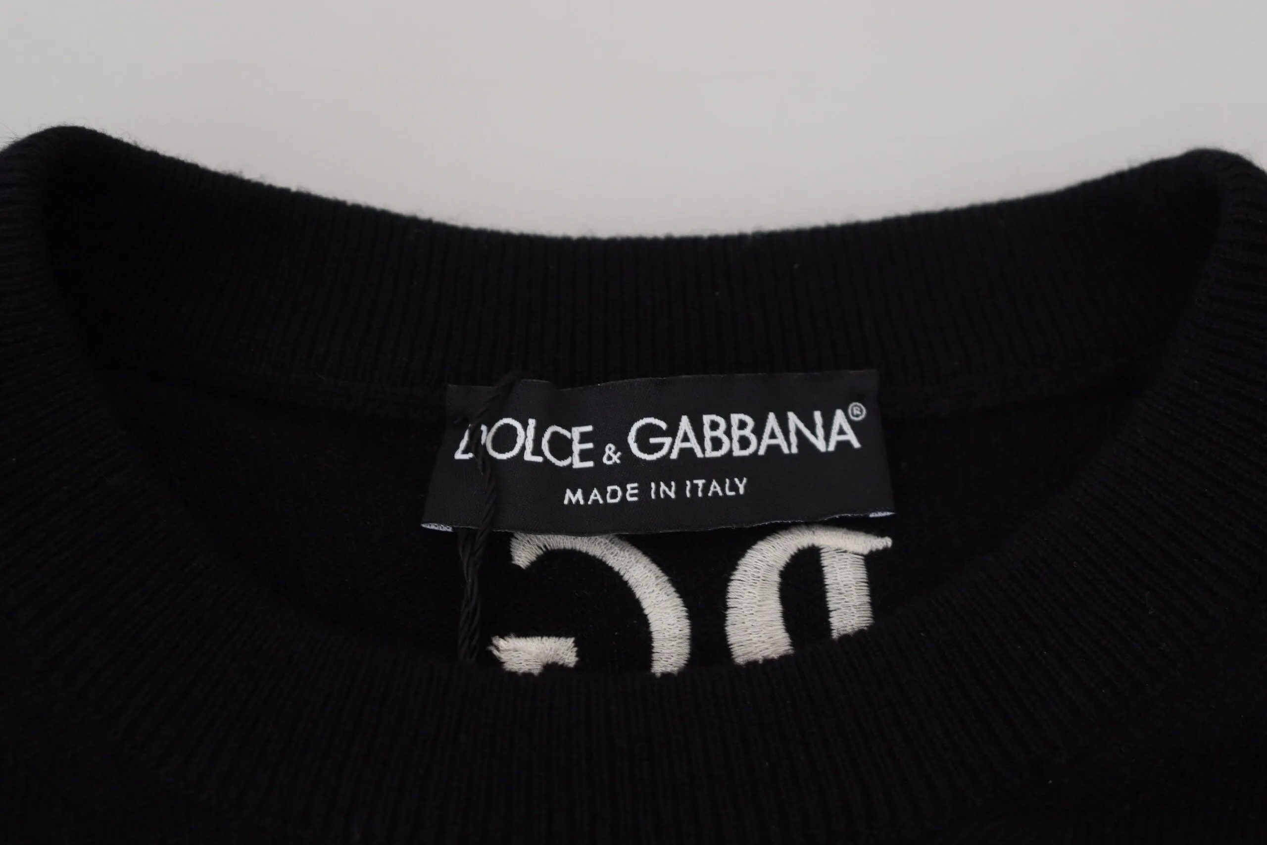 Dolce & Gabbana Black Cashmere Crew Neck Pullover Sweater