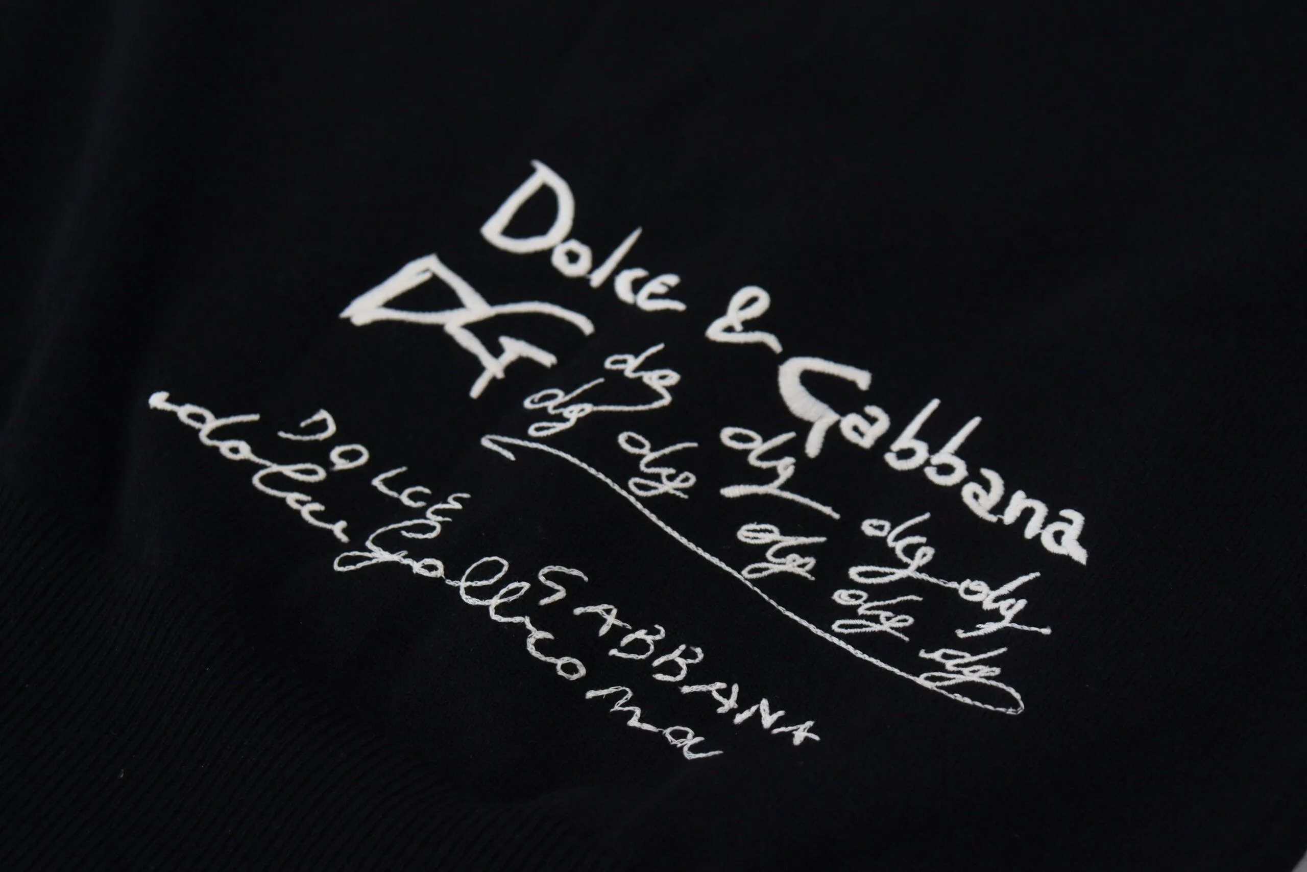 Dolce & Gabbana Black Cashmere Crew Neck Pullover Sweater