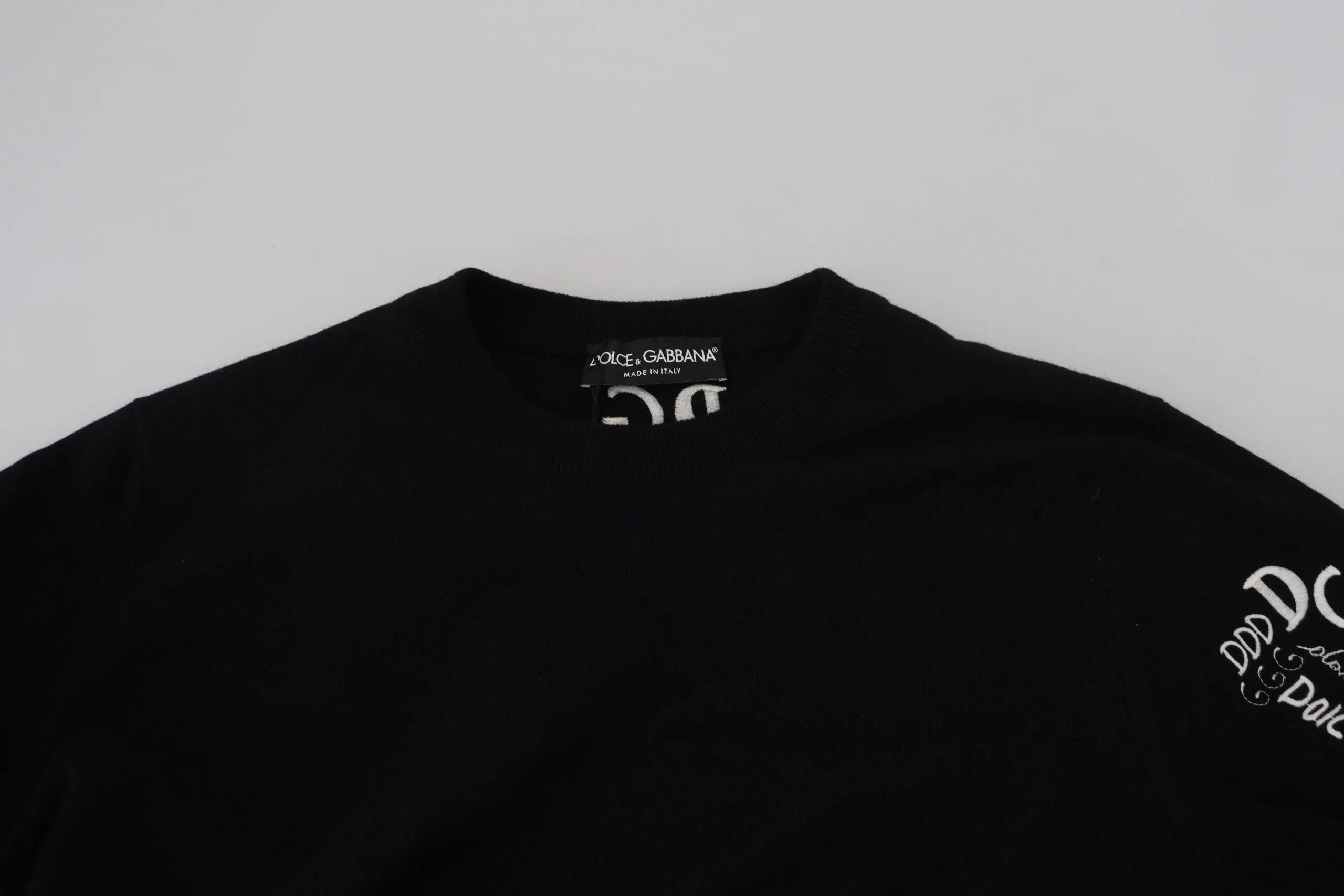 Dolce & Gabbana Black Cashmere Crew Neck Pullover Sweater