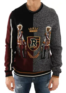 Dolce & Gabbana Multicolor KING Knight Monkey Knitted Cashmere Wool Sweater
