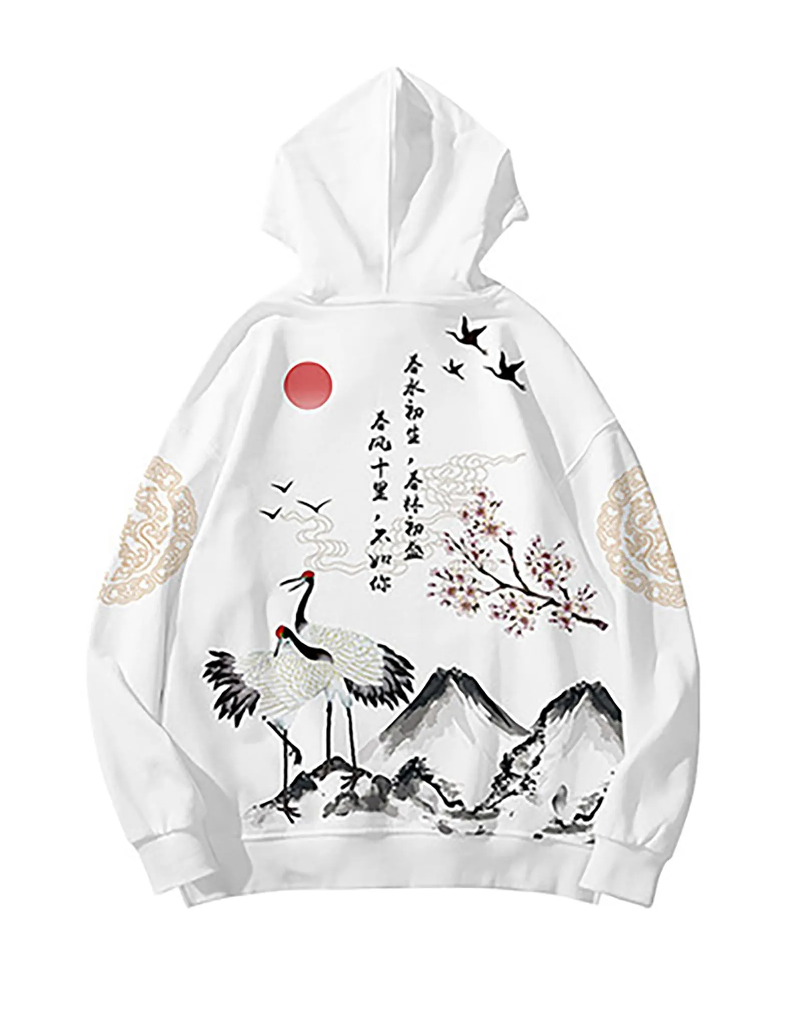 Drawstring Pattern Loose Hoodie with Pocket