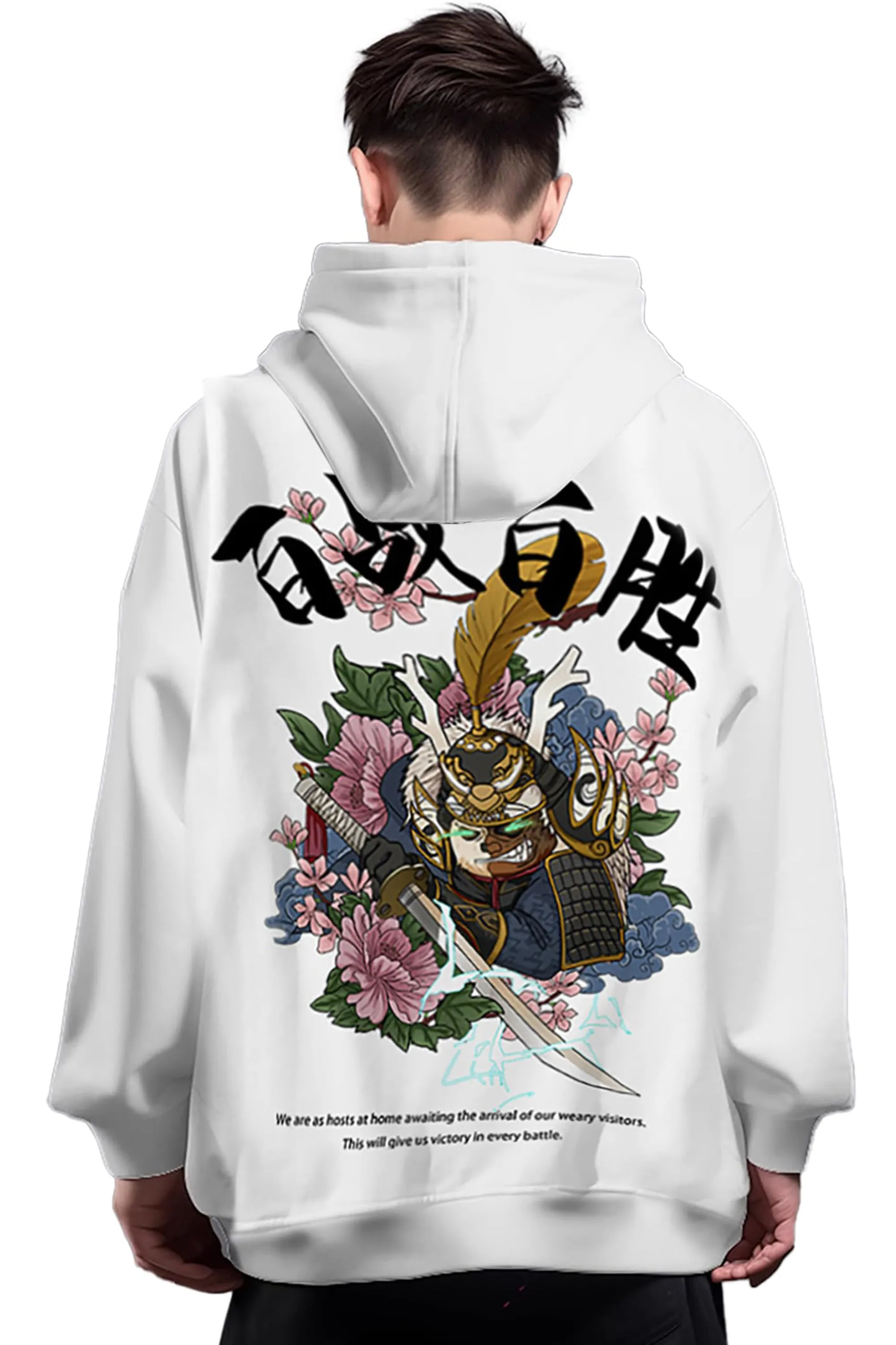 Drawstring Pattern Loose Hoodie with Pocket