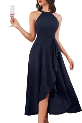 Dressystar Womens Halter Split Hem Party Dress Elegant Long Formal Prom Dress Cocktail Wedding Guest Maxi Dresses
