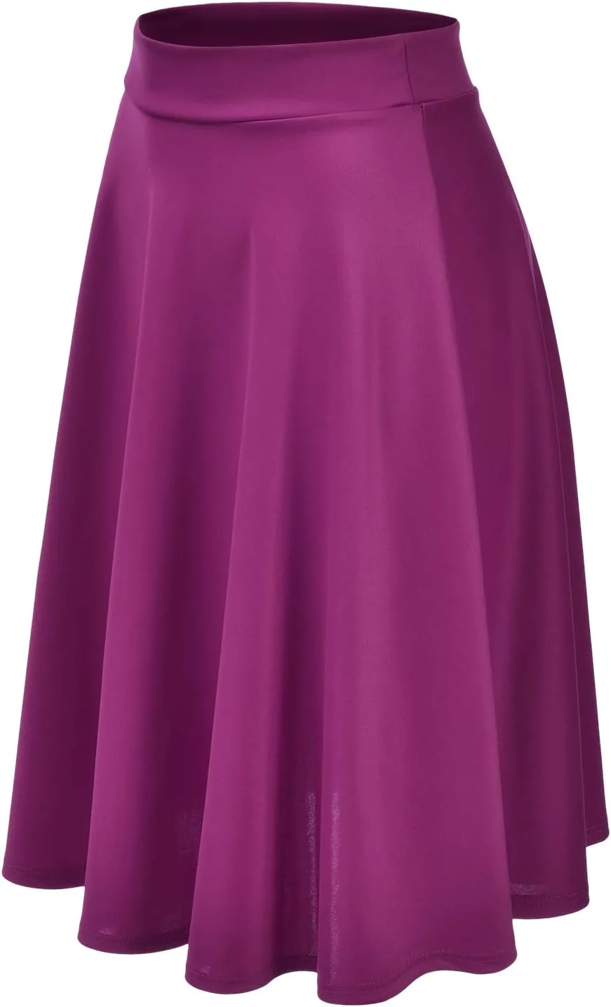 EIMIN Women's Basic Versatile Stretchy Flared Casual Midi Skater Skirt (S-3XL)