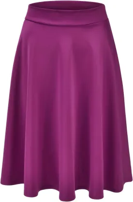 EIMIN Women's Basic Versatile Stretchy Flared Casual Midi Skater Skirt (S-3XL)