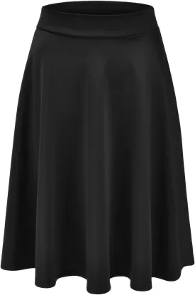 EIMIN Women's Basic Versatile Stretchy Flared Casual Midi Skater Skirt (S-3XL)