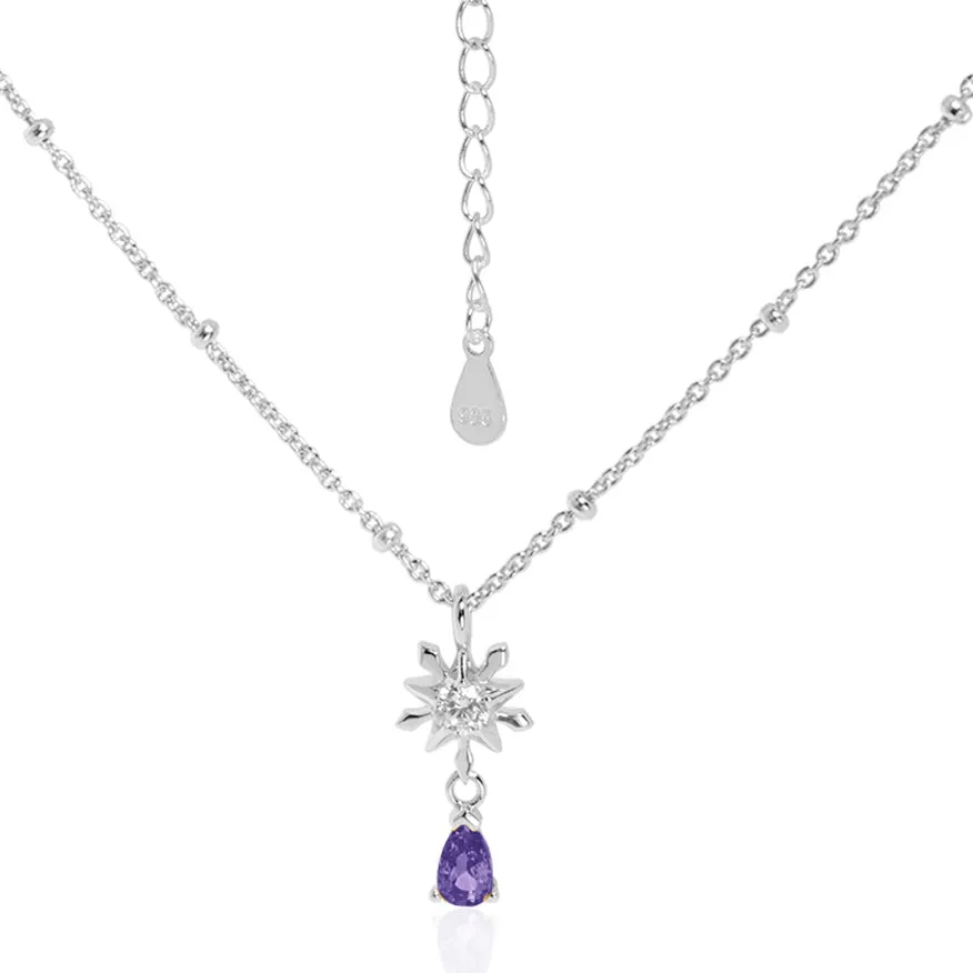 Elegant Snowflake Waterdrop CZ 925 Sterling Silver Necklace