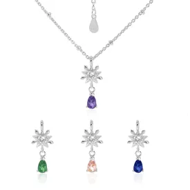 Elegant Snowflake Waterdrop CZ 925 Sterling Silver Necklace