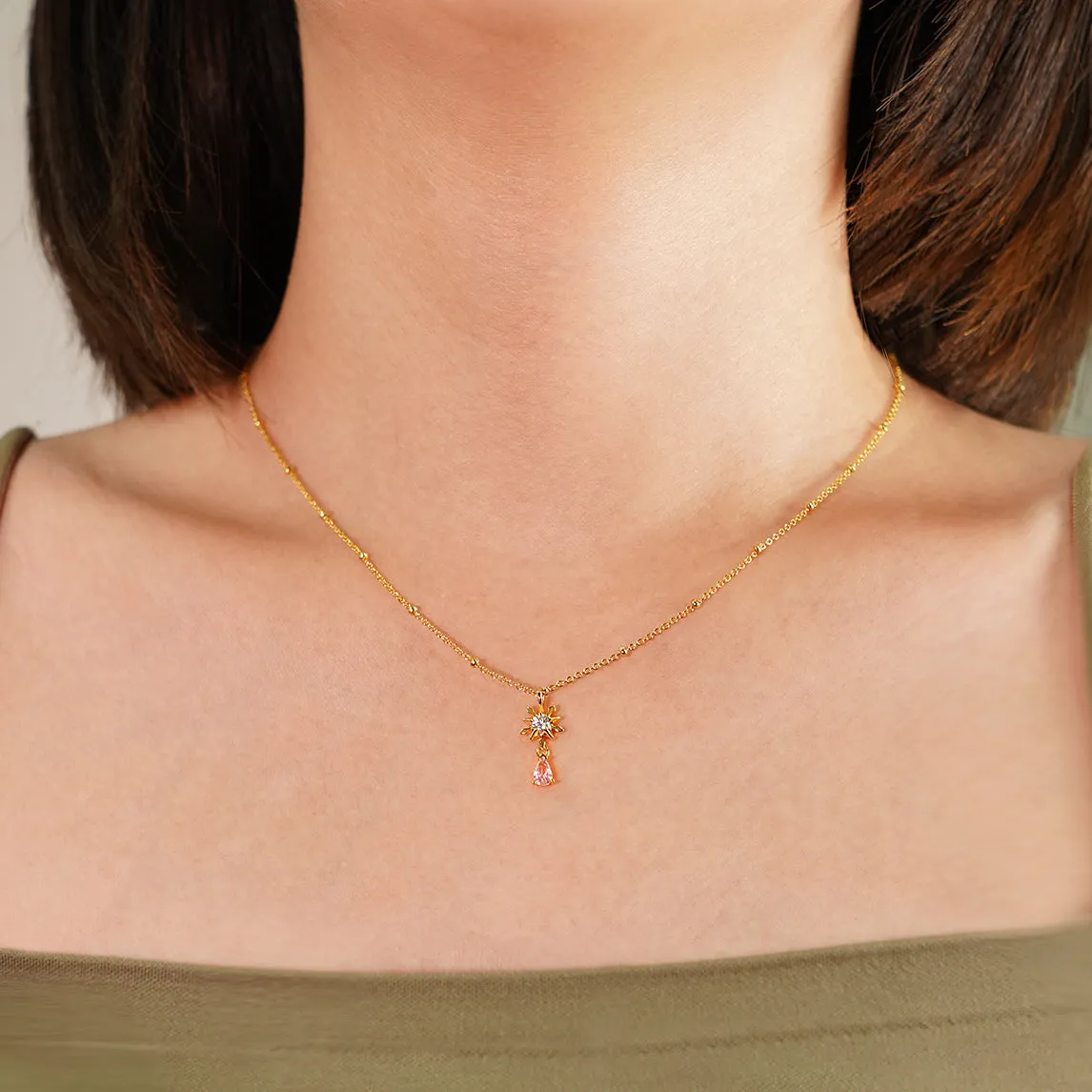 Elegant Snowflake Waterdrop CZ 925 Sterling Silver Necklace