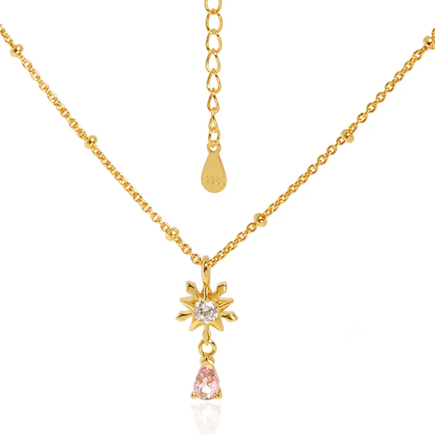 Elegant Snowflake Waterdrop CZ 925 Sterling Silver Necklace
